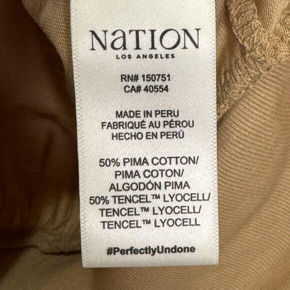 Nation Los Angeles Top Womens Small Tan Button Front Cardigan Pima Cotton - Picture 7 of 9